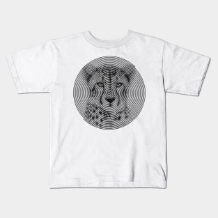 Cheetah Face Close-up in Spiroglyphic Style Spiral Circles Kids T-Shirt